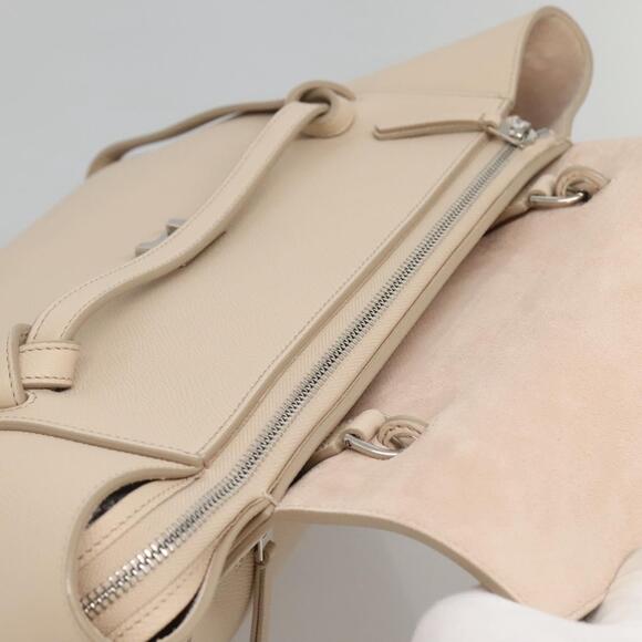 CELINE Mini Belt Bag Hand Bag Leather Beige Silver - Picture 7 of 13